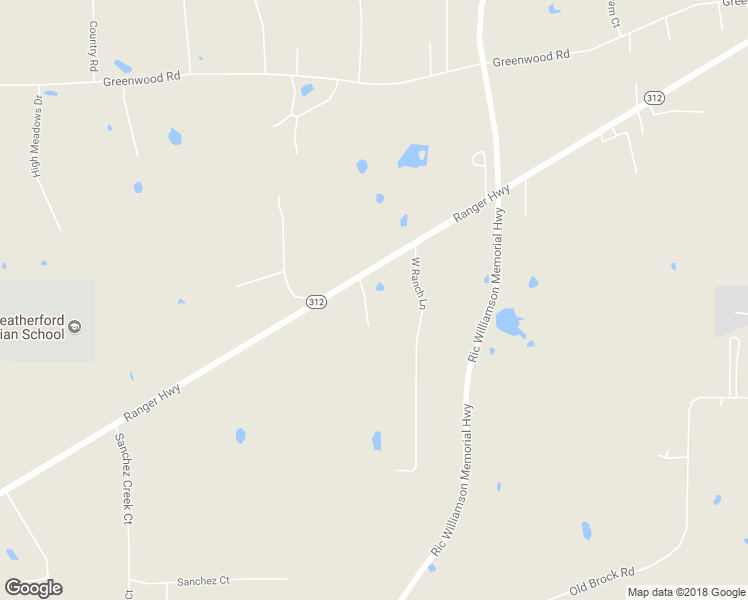 map of restaurants, bars, coffee shops, grocery stores, and more near 205 West Ranch Court in Weatherford