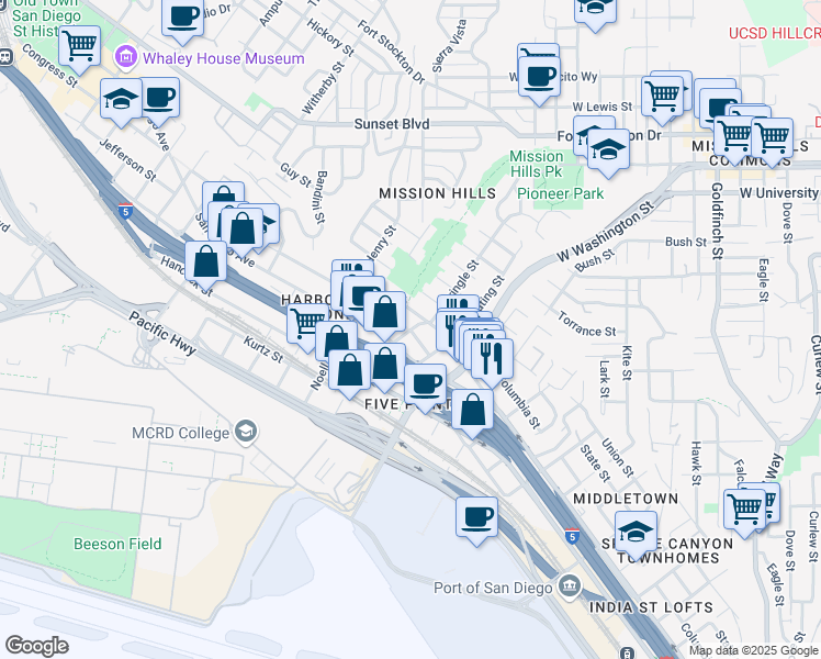 map of restaurants, bars, coffee shops, grocery stores, and more near 4402 Kettner Boulevard in San Diego