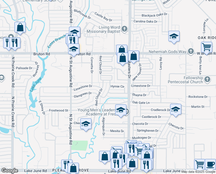 map of restaurants, bars, coffee shops, grocery stores, and more near 9839 Glengreen Drive in Dallas