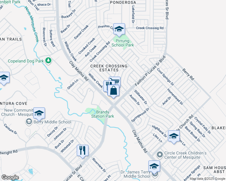 map of restaurants, bars, coffee shops, grocery stores, and more near 1919 Faithon P Lucas Sr Boulevard in Mesquite