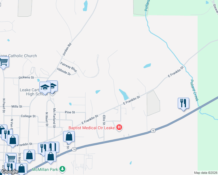 map of restaurants, bars, coffee shops, grocery stores, and more near 503 Woodland Drive in Carthage