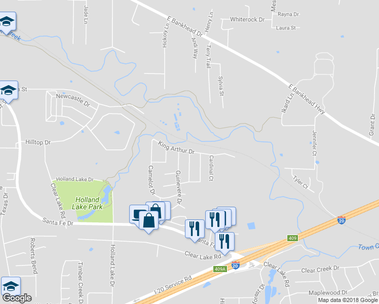map of restaurants, bars, coffee shops, grocery stores, and more near 298 Merlin Drive in Weatherford