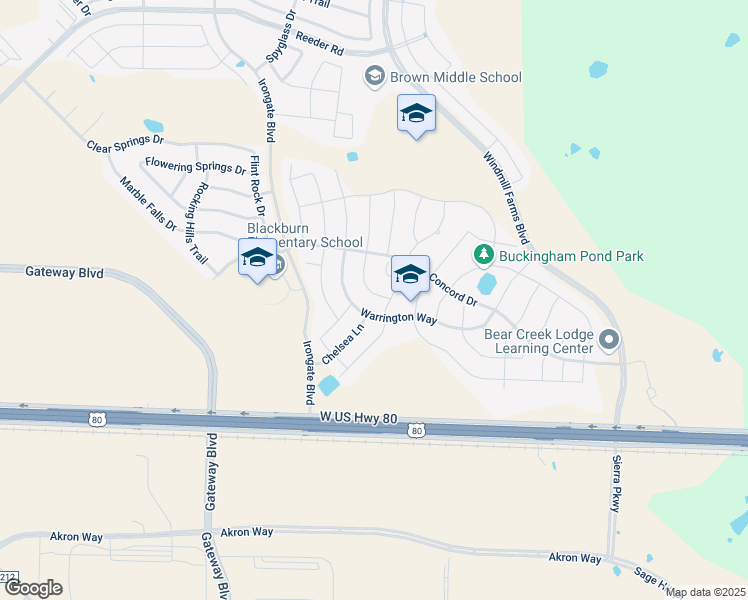map of restaurants, bars, coffee shops, grocery stores, and more near 1005 Bainbridge Drive in Forney