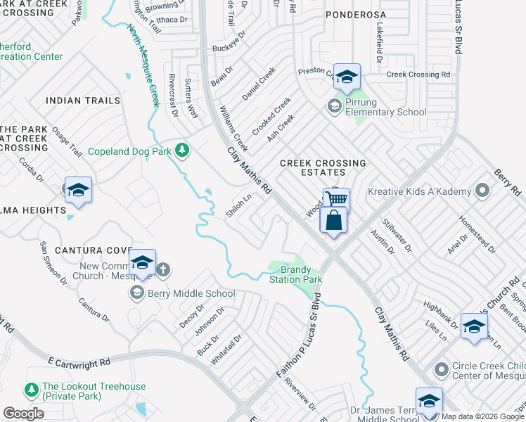 map of restaurants, bars, coffee shops, grocery stores, and more near 2414 Stewart Drive in Mesquite