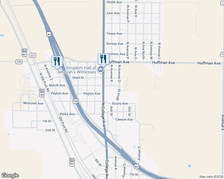 map of restaurants, bars, coffee shops, grocery stores, and more near in Snyder