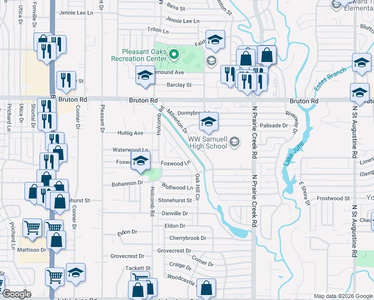 map of restaurants, bars, coffee shops, grocery stores, and more near 1923 Oak Hill Circle in Dallas