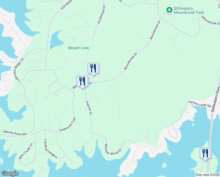 map of restaurants, bars, coffee shops, grocery stores, and more near 62 Eagle Ridge Lane in Dadeville