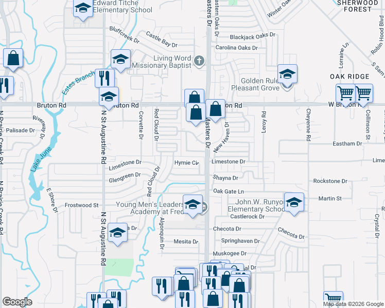 map of restaurants, bars, coffee shops, grocery stores, and more near 10118 Ekukpe Drive in Dallas