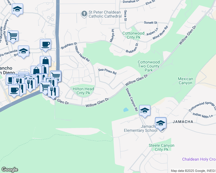 map of restaurants, bars, coffee shops, grocery stores, and more near 2458 Sawgrass Street in El Cajon