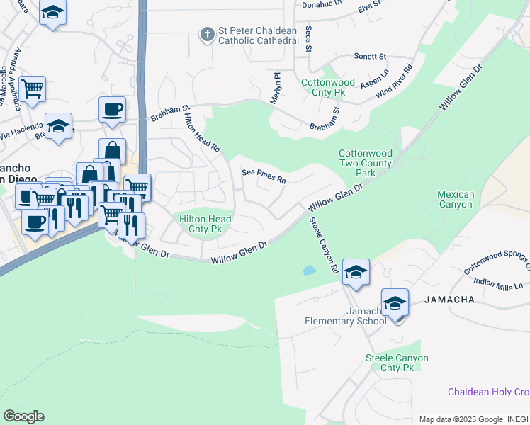 map of restaurants, bars, coffee shops, grocery stores, and more near 2458 Sawgrass Street in El Cajon