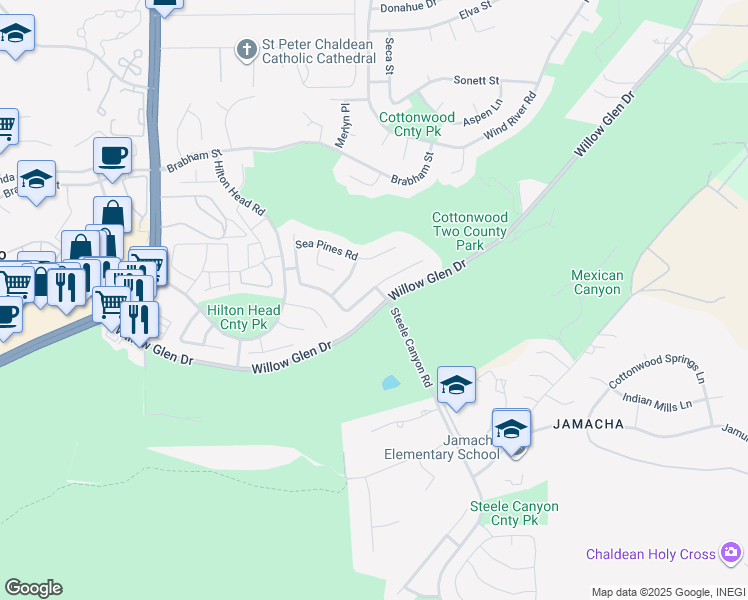 map of restaurants, bars, coffee shops, grocery stores, and more near 2540 Sawgrass Street in El Cajon