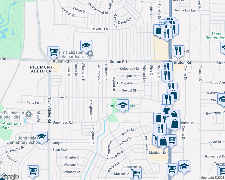 map of restaurants, bars, coffee shops, grocery stores, and more near 1914 Hillburn Drive in Dallas