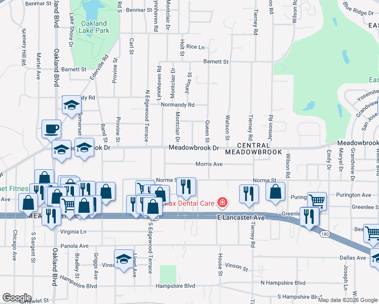 map of restaurants, bars, coffee shops, grocery stores, and more near 4733 Morris Avenue in Fort Worth