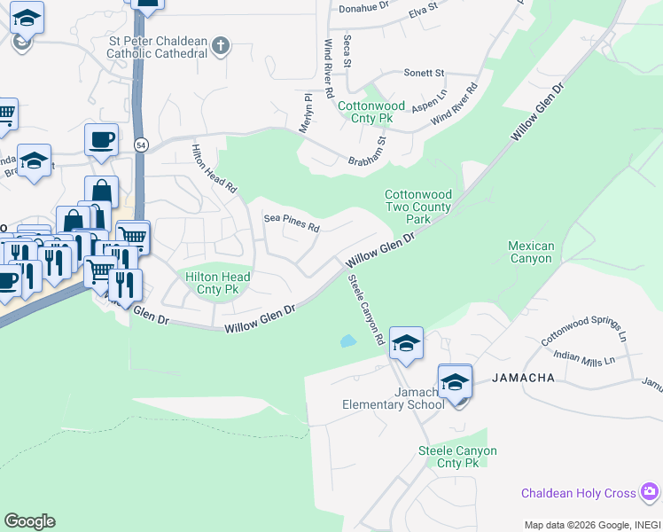 map of restaurants, bars, coffee shops, grocery stores, and more near 2540 Sawgrass Street in El Cajon