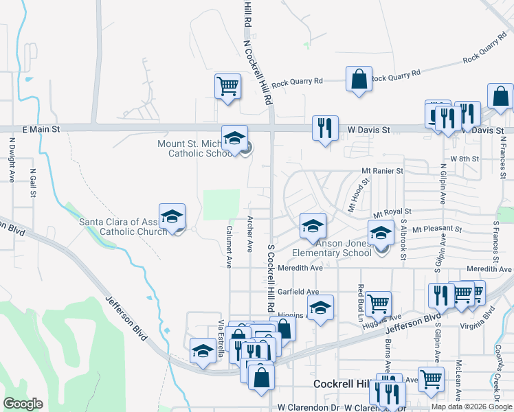 map of restaurants, bars, coffee shops, grocery stores, and more near 110 Archer Avenue in Dallas