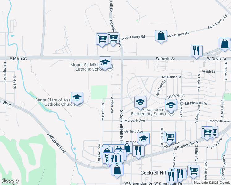 map of restaurants, bars, coffee shops, grocery stores, and more near 110 Archer Avenue in Dallas