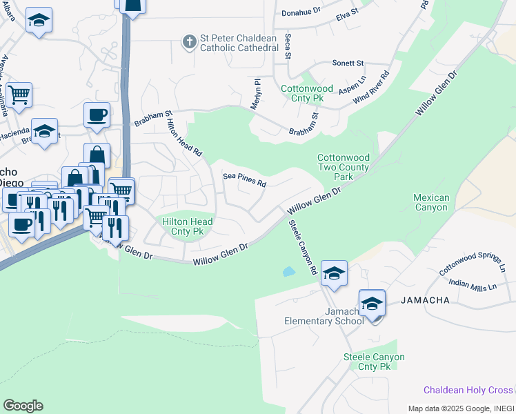 map of restaurants, bars, coffee shops, grocery stores, and more near 2377 Congressional Drive in El Cajon