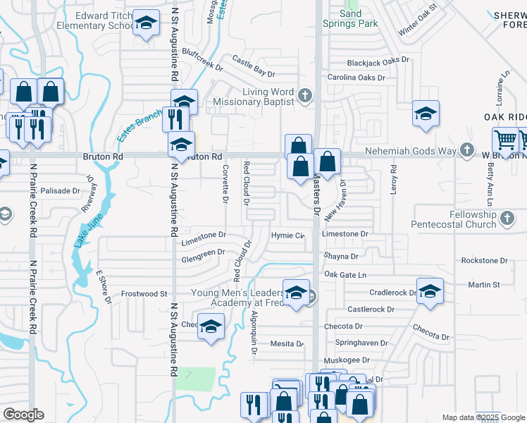 map of restaurants, bars, coffee shops, grocery stores, and more near 9945 Cedar Mountain Circle in Dallas