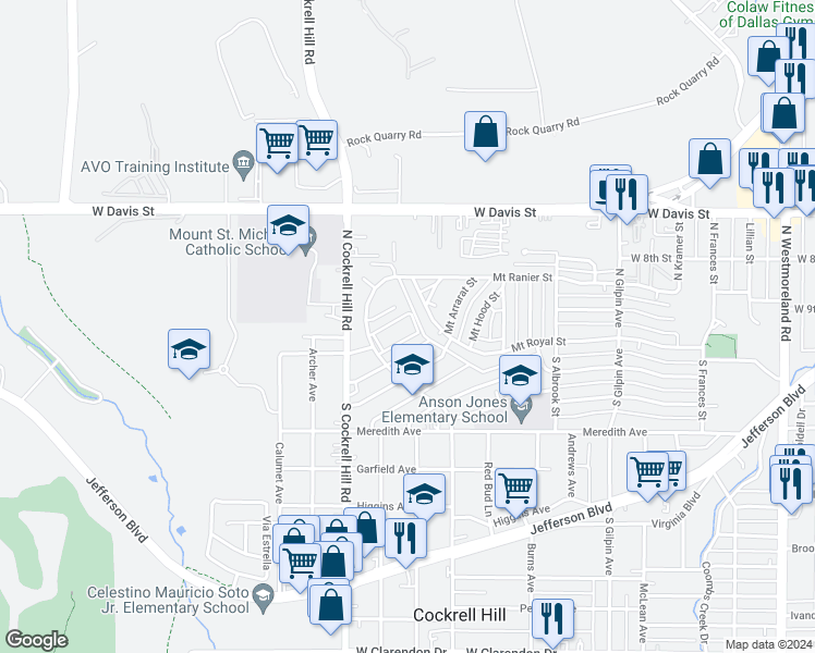 map of restaurants, bars, coffee shops, grocery stores, and more near 4221 Chanute Court in Dallas