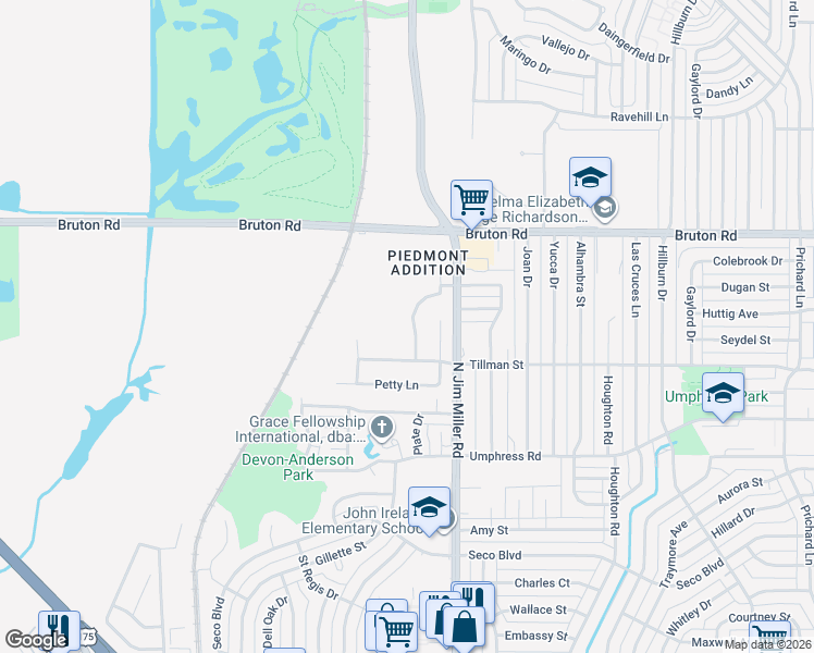 map of restaurants, bars, coffee shops, grocery stores, and more near 1937 Earnhardt Way in Dallas