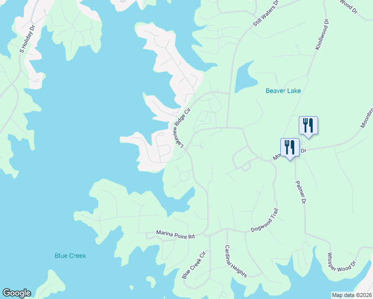 map of restaurants, bars, coffee shops, grocery stores, and more near 2 Moonbrook Drive in Dadeville