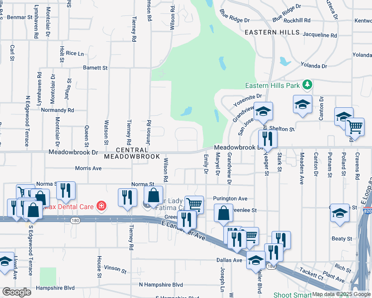 map of restaurants, bars, coffee shops, grocery stores, and more near 5260 Lambeth Lane in Fort Worth