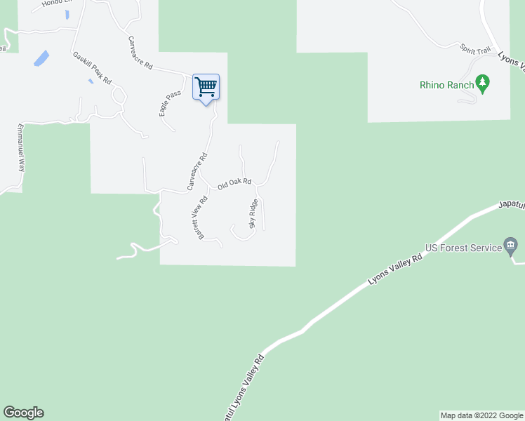 map of restaurants, bars, coffee shops, grocery stores, and more near Slant Rock Road in San Diego County