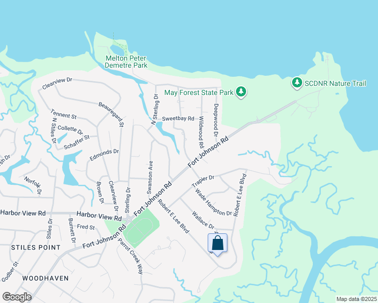 map of restaurants, bars, coffee shops, grocery stores, and more near 729 Knotty Pine Road in Charleston
