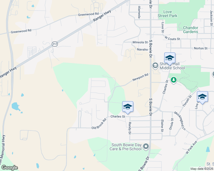 map of restaurants, bars, coffee shops, grocery stores, and more near 1457 Shadow Run in Weatherford