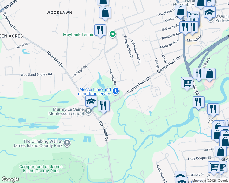 map of restaurants, bars, coffee shops, grocery stores, and more near 618 Fleming Road in Charleston