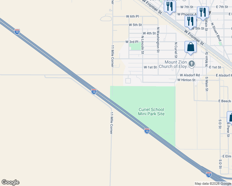 map of restaurants, bars, coffee shops, grocery stores, and more near 517 West Alsdorf Road in Eloy