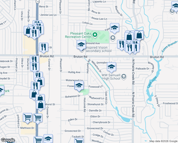 map of restaurants, bars, coffee shops, grocery stores, and more near 2006 Holcomb Road in Dallas