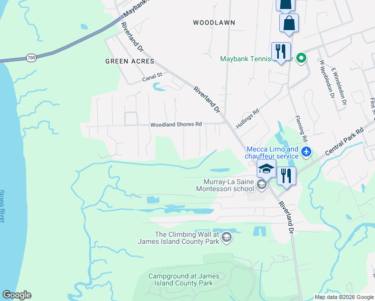 map of restaurants, bars, coffee shops, grocery stores, and more near 634 Constant Drive in Charleston