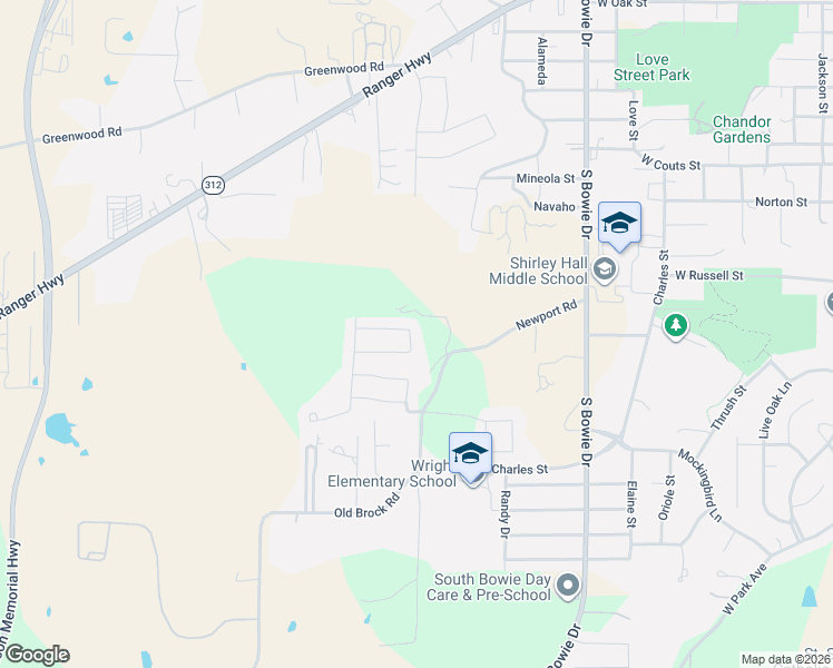 map of restaurants, bars, coffee shops, grocery stores, and more near 1457 Shadow Run in Weatherford