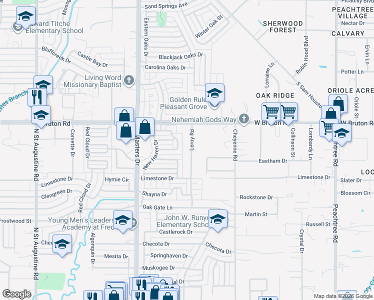 map of restaurants, bars, coffee shops, grocery stores, and more near 1937 Leroy Road in Dallas