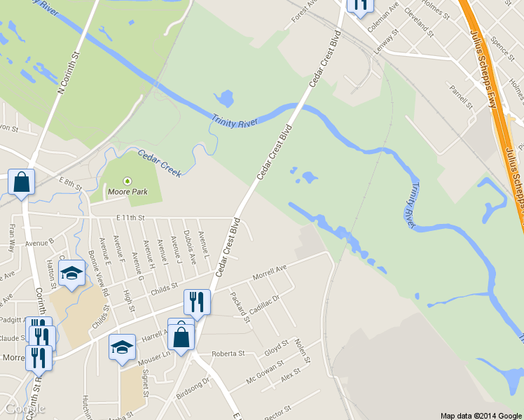 map of restaurants, bars, coffee shops, grocery stores, and more near 519 Pontiac Ave in Dallas