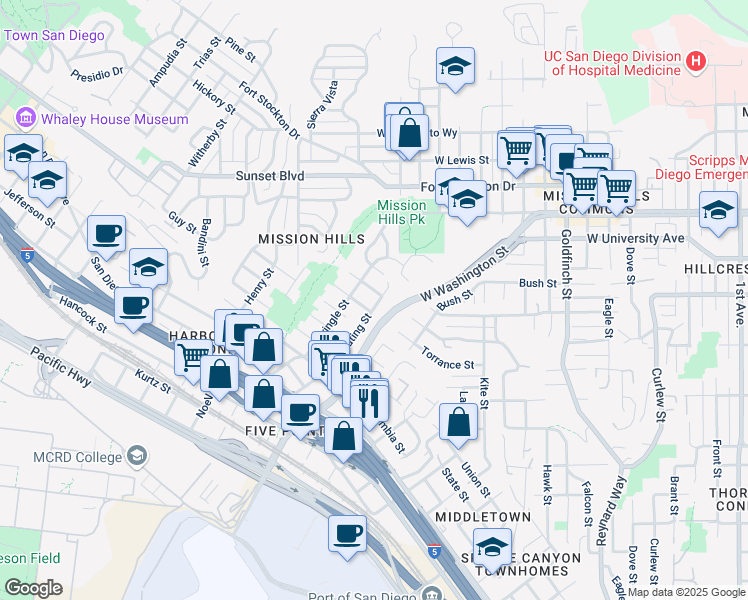 map of restaurants, bars, coffee shops, grocery stores, and more near 3770 Keating Street in San Diego