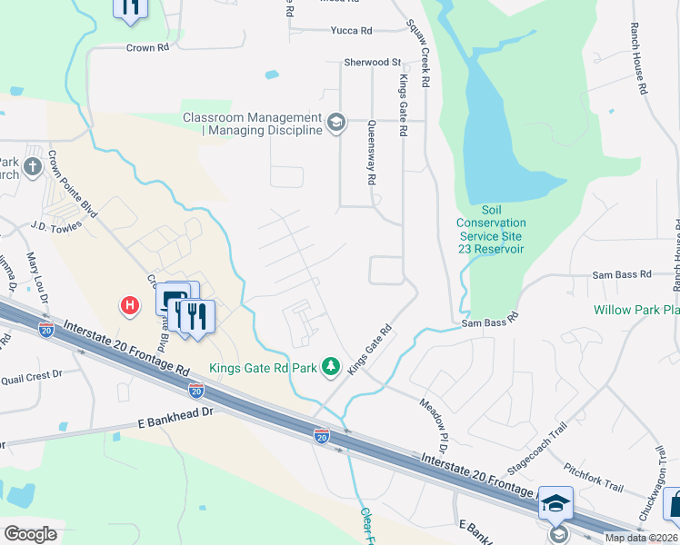 map of restaurants, bars, coffee shops, grocery stores, and more near 440 Meadow Place Drive in Weatherford