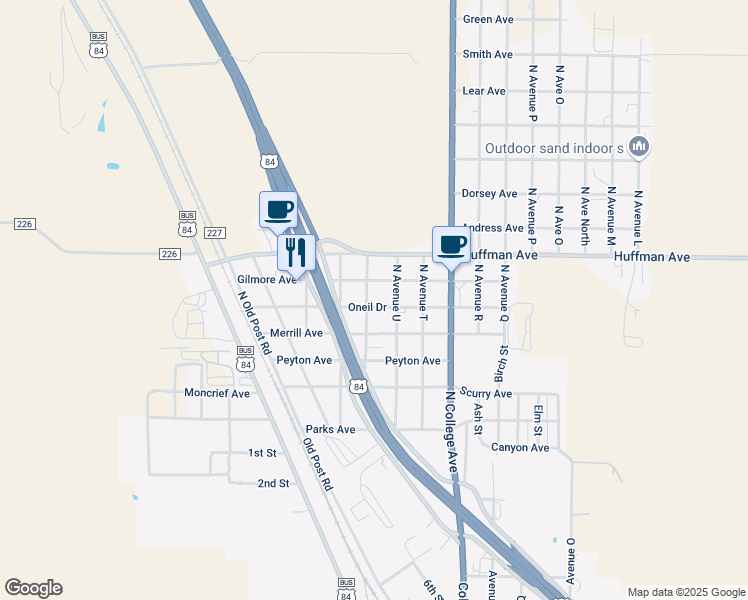 map of restaurants, bars, coffee shops, grocery stores, and more near 2100-2198 Oneil Drive in Snyder
