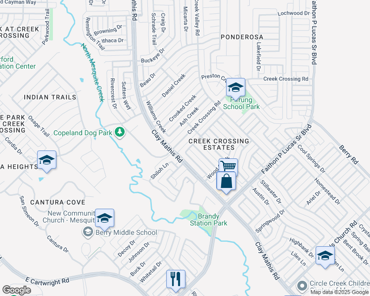 map of restaurants, bars, coffee shops, grocery stores, and more near 1700 Willow Creek in Mesquite