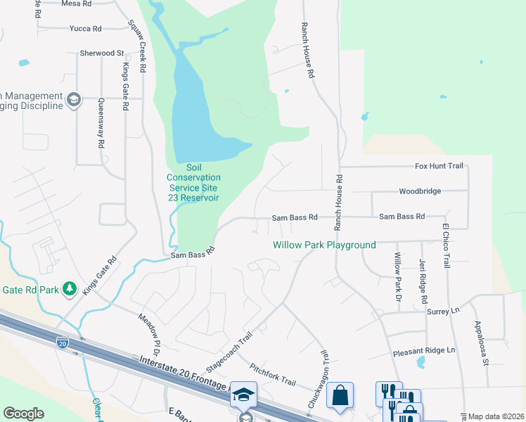 map of restaurants, bars, coffee shops, grocery stores, and more near 216 Sam Bass Road in Willow Park