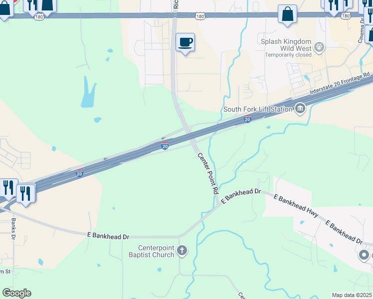 map of restaurants, bars, coffee shops, grocery stores, and more near 500 Center Point Road in Weatherford