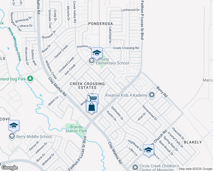 map of restaurants, bars, coffee shops, grocery stores, and more near 2724 Austin Drive in Mesquite