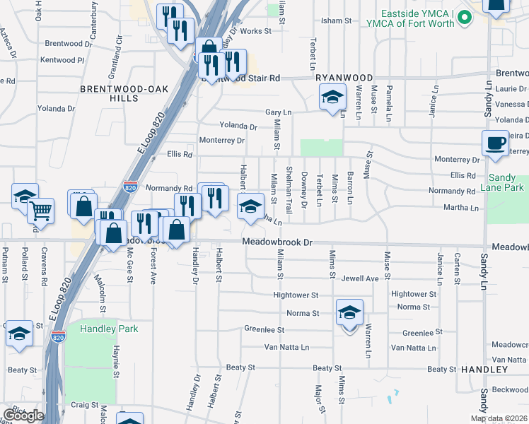 map of restaurants, bars, coffee shops, grocery stores, and more near in Fort Worth