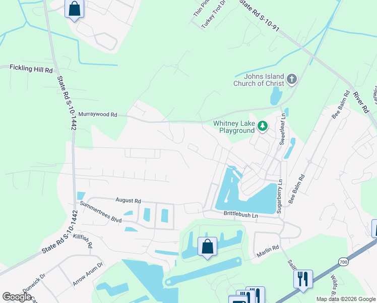 map of restaurants, bars, coffee shops, grocery stores, and more near 4043 Prosperity Road in Johns Island
