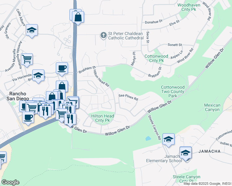 map of restaurants, bars, coffee shops, grocery stores, and more near 2314 Sawgrass Street in El Cajon