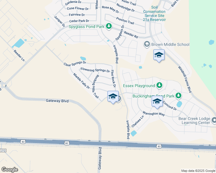map of restaurants, bars, coffee shops, grocery stores, and more near 3011 Granite Rock Trail in Forney