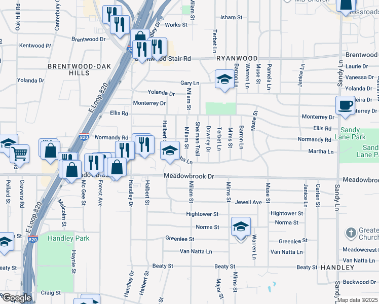 map of restaurants, bars, coffee shops, grocery stores, and more near in Fort Worth