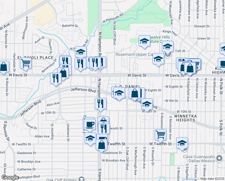 map of restaurants, bars, coffee shops, grocery stores, and more near 2226 Carnes Street in Dallas