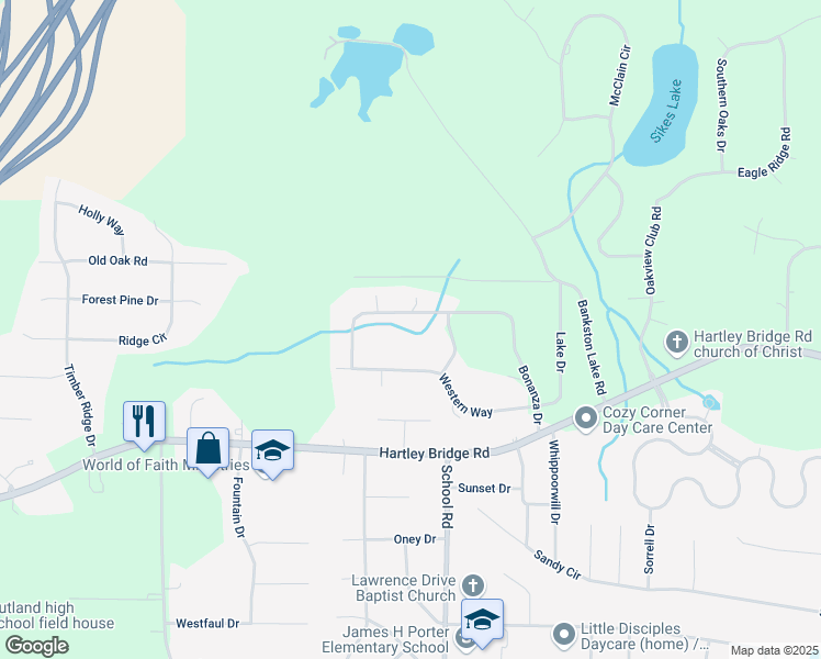 map of restaurants, bars, coffee shops, grocery stores, and more near 3826 Bonanza Drive in Macon